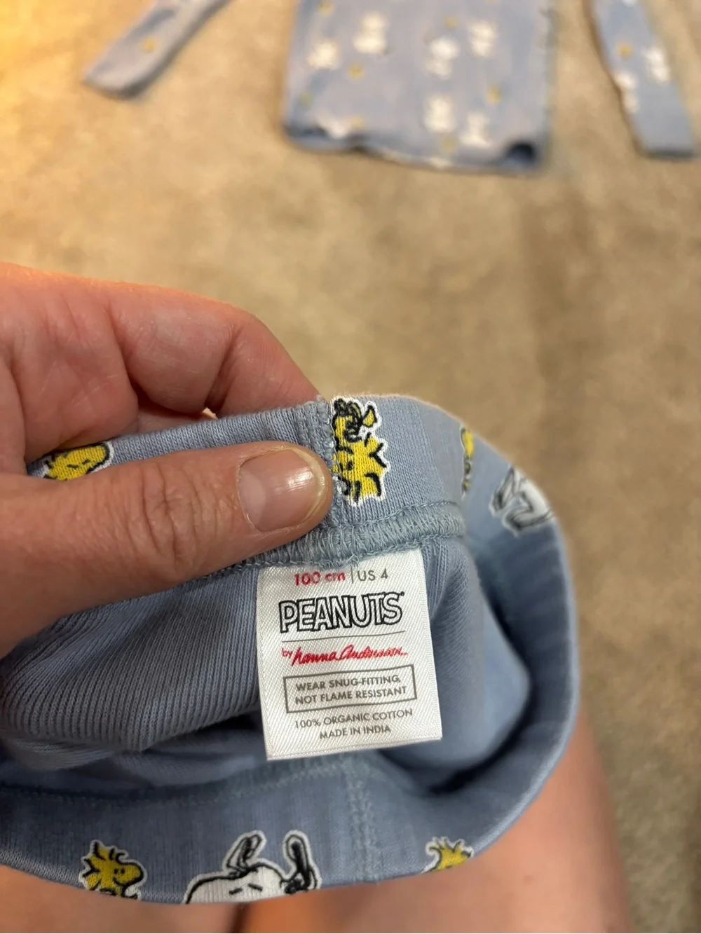 Hanna Andersson PEANUTS Blue Snoopy & Woodstock Kids Pajama Set organic cotton 4